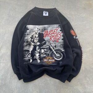 Rare 1990 Small Vintage SSI Harley Davidson "HARLEY RULES" James Dean Sweatshirt